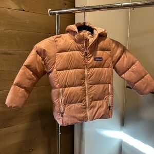 Kids Patagonia 4T Hi-Loft Down Sweater Hoodie Pink USED